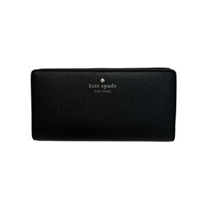 Kate Spade Dana Large Slim Saffiano PVC Black Bifold Wallet K6011 $179